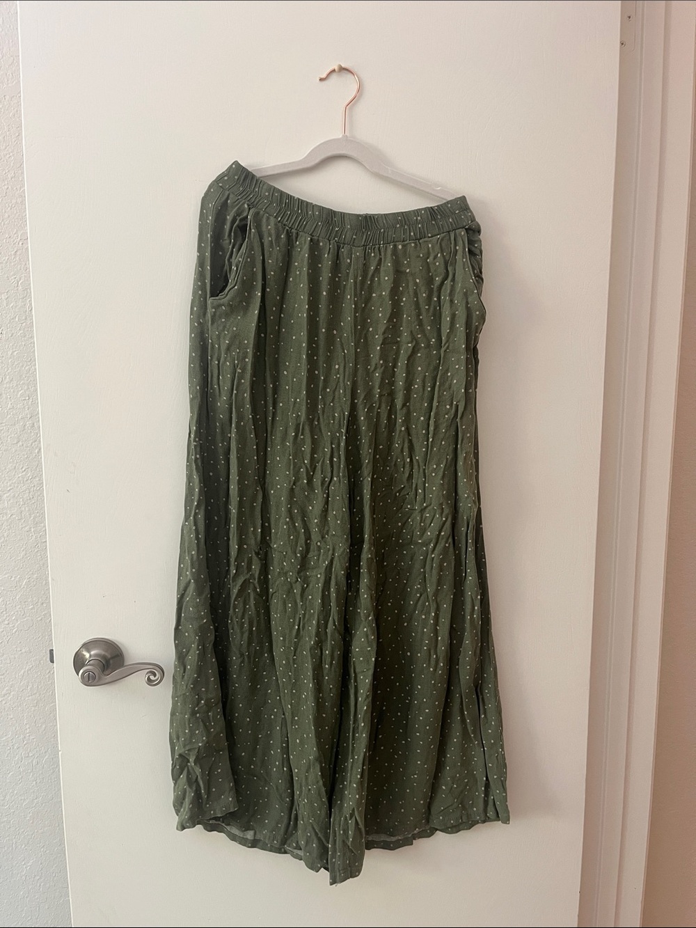 Final Touch Olive Green Polka Dot Maxi Skirt